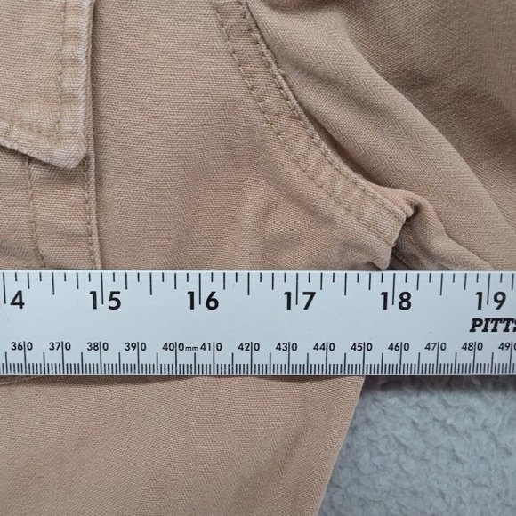 Lucky Brand Jacket Womens Medium Khaki Tan Sand Canvas Cargo‎ Utility Button Up - Picture 5 of 7